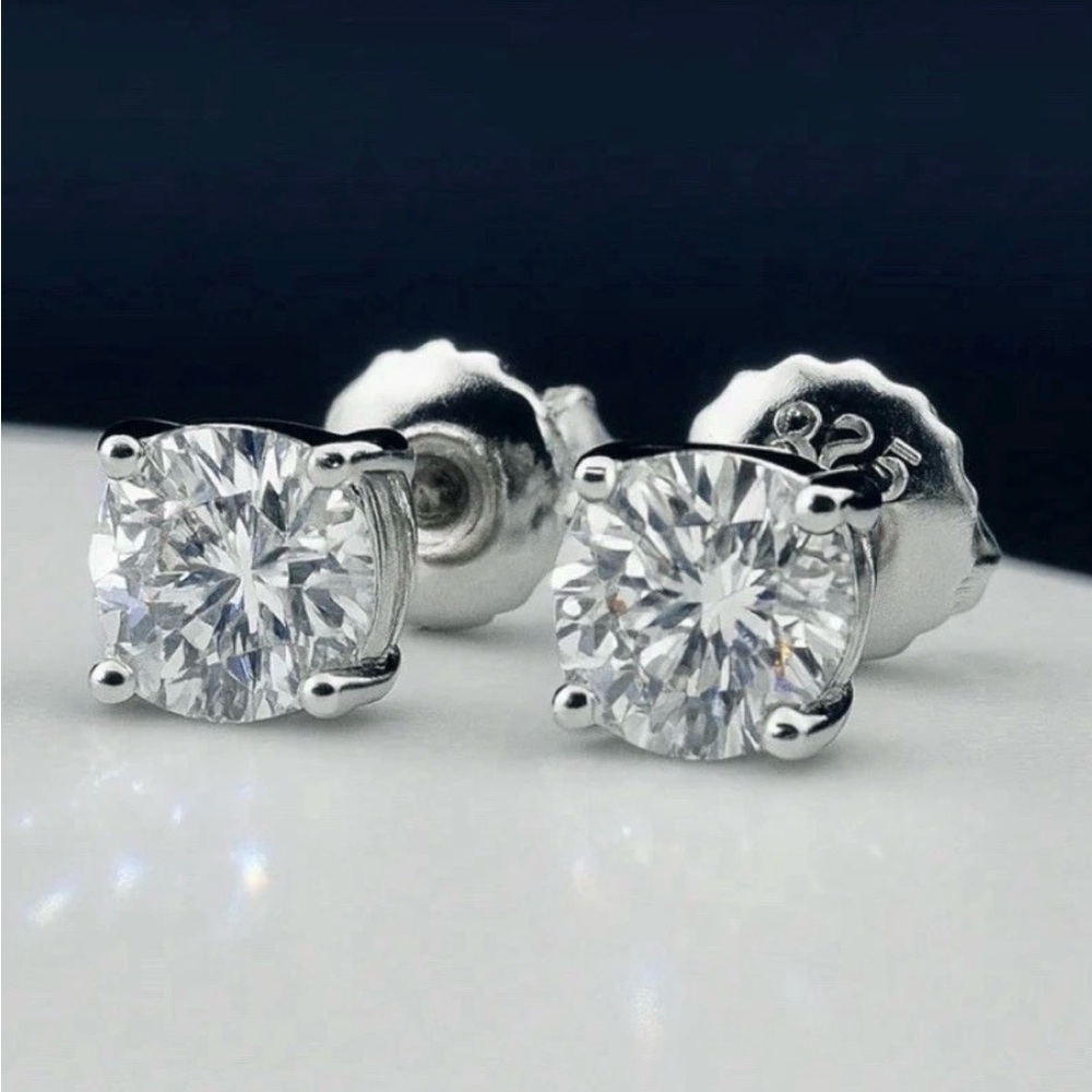 Sterling Silver 925 Moissanite 5mm Stud Earrings